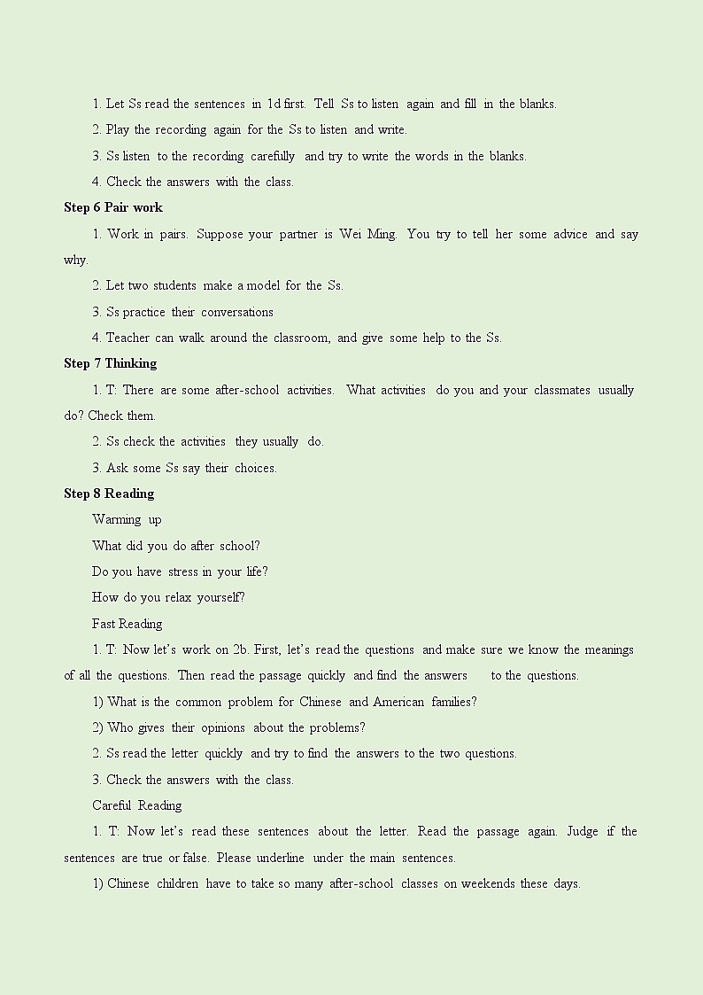 人教新目标（Go for it)版英语八年级下册 Unit4 Why don 't you talk to your parents？Section B_1（教案）第3页