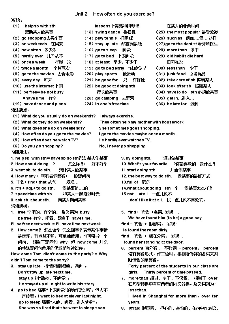 人教版八年级上册英语期末复习提纲第2页