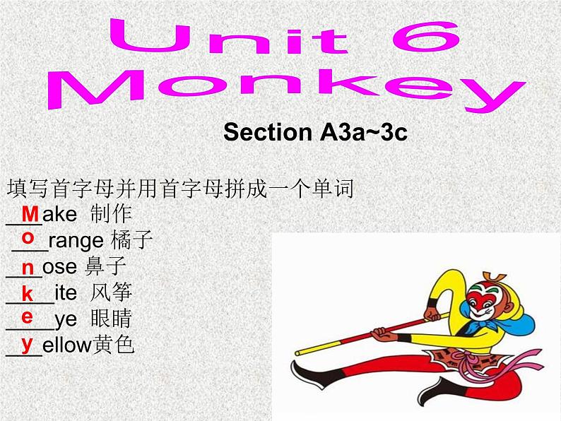 人教新目标（Go for it)版英语八年级下册 Unit 6  Monkey(sectionA 3a-3c)（课件）第1页