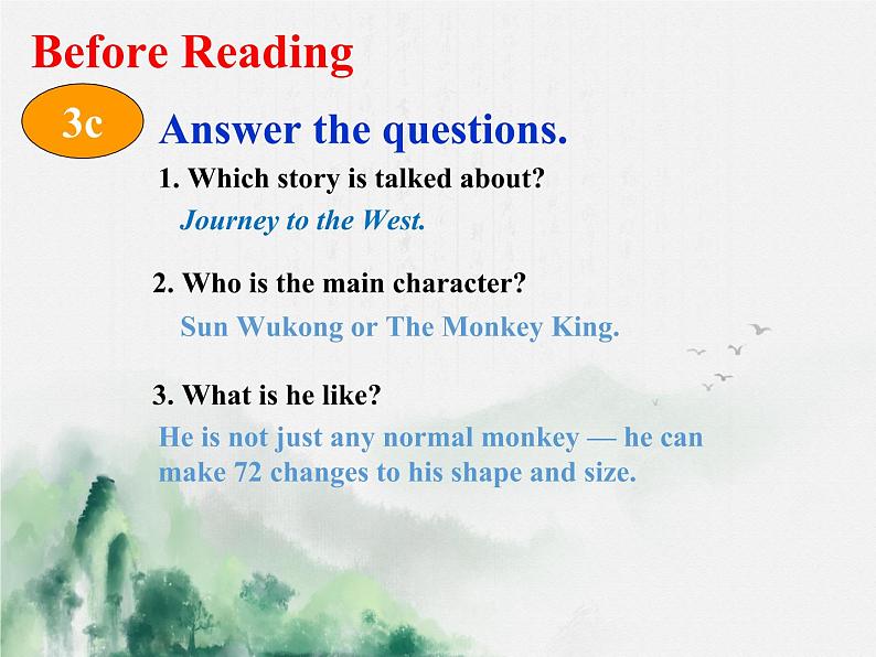 人教新目标（Go for it)版英语八年级下册 Unit6 An old man tried to move the mount  Section A 3 a-3 c(1)（课件）第6页