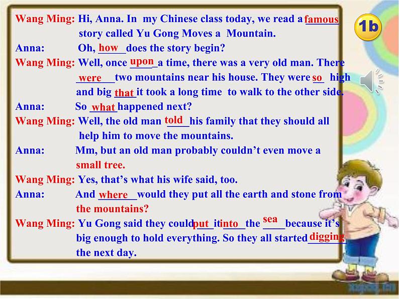 人教新目标（Go for it)版英语八年级下册 Unit 6  An old man tried to move the mountains. (2)（课件）第8页