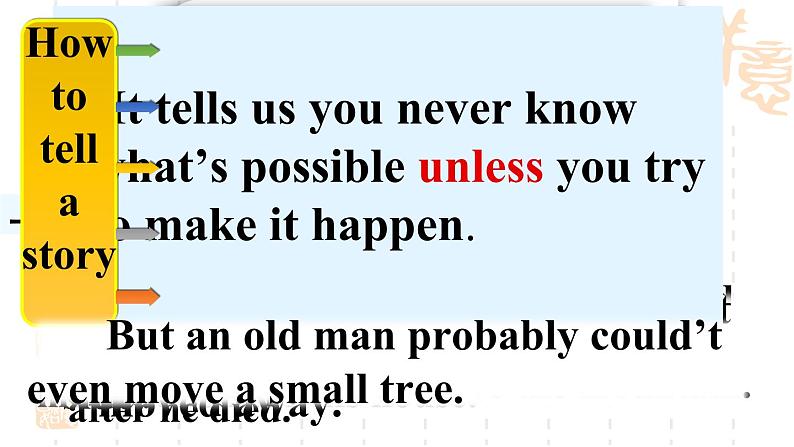 人教新目标（Go for it)版英语八年级下册 Unit6 An old man tried to move the mountSection A Grammar focus 4a—4c（课件）03