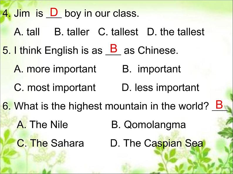 人教新目标（Go for it)版英语八年级下册 Unit 7 what 's the highest mountain in the word SectionA 3a-3c（课件）第5页