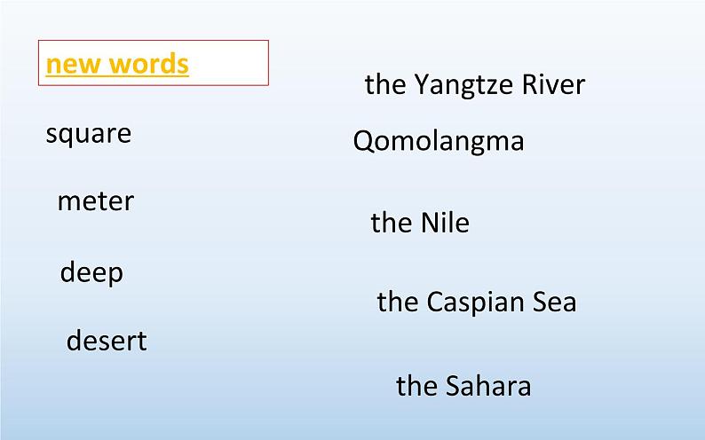 人教新目标（Go for it)版英语八年级下册 Unit 7 what 's the highest mountain in the word Period 1 1a--1c（课件）第6页