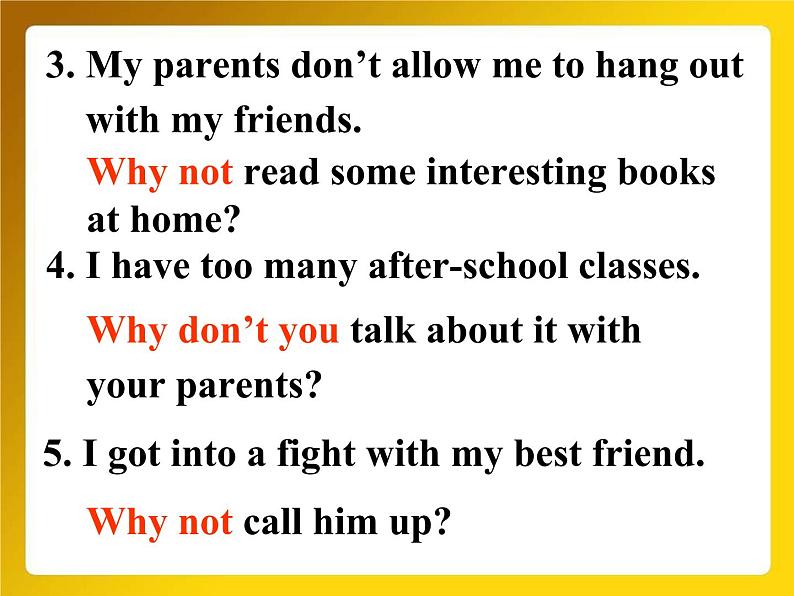 人教新目标（Go for it)版英语八年级下册 Unit4 Why don 't you talk to your parents？ Section A 3(1)（课件）第4页