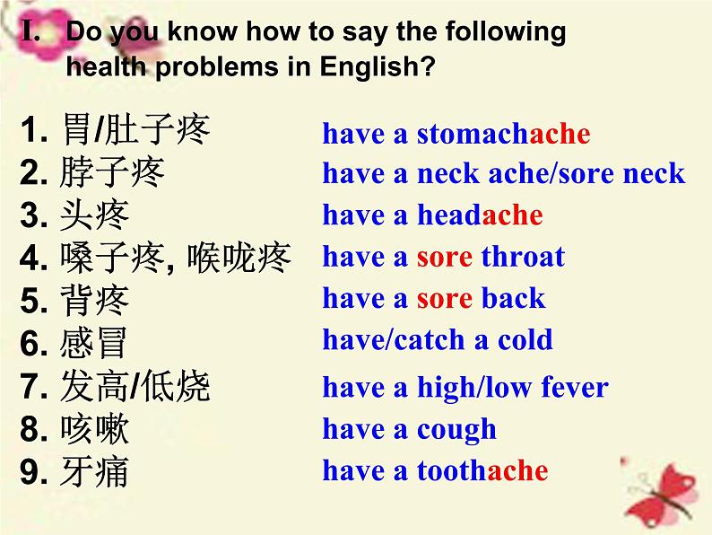 人教新目标（Go for it)版英语八年级下册 Unit 1 What’s the matter Period 3  Section B（课件）02