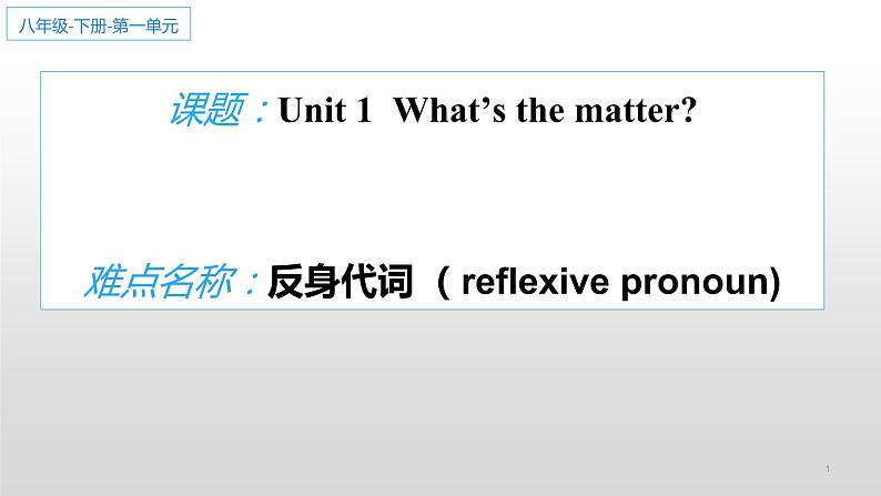 人教新目标（Go for it)版英语八年级下册 Unit 1 What’s the matter反身代词（课件）第1页