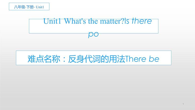 人教新目标（Go for it)版英语八年级下册 Unit 1 What’s the matter反身代词的用法(1)（课件）第1页