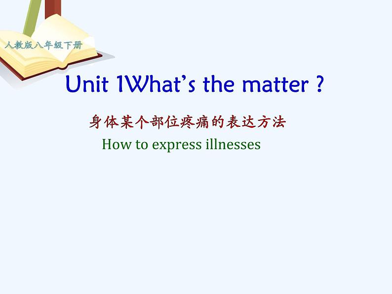 人教新目标（Go for it)版英语八年级下册 Unit 1 What’s the matter (6)（课件）第1页