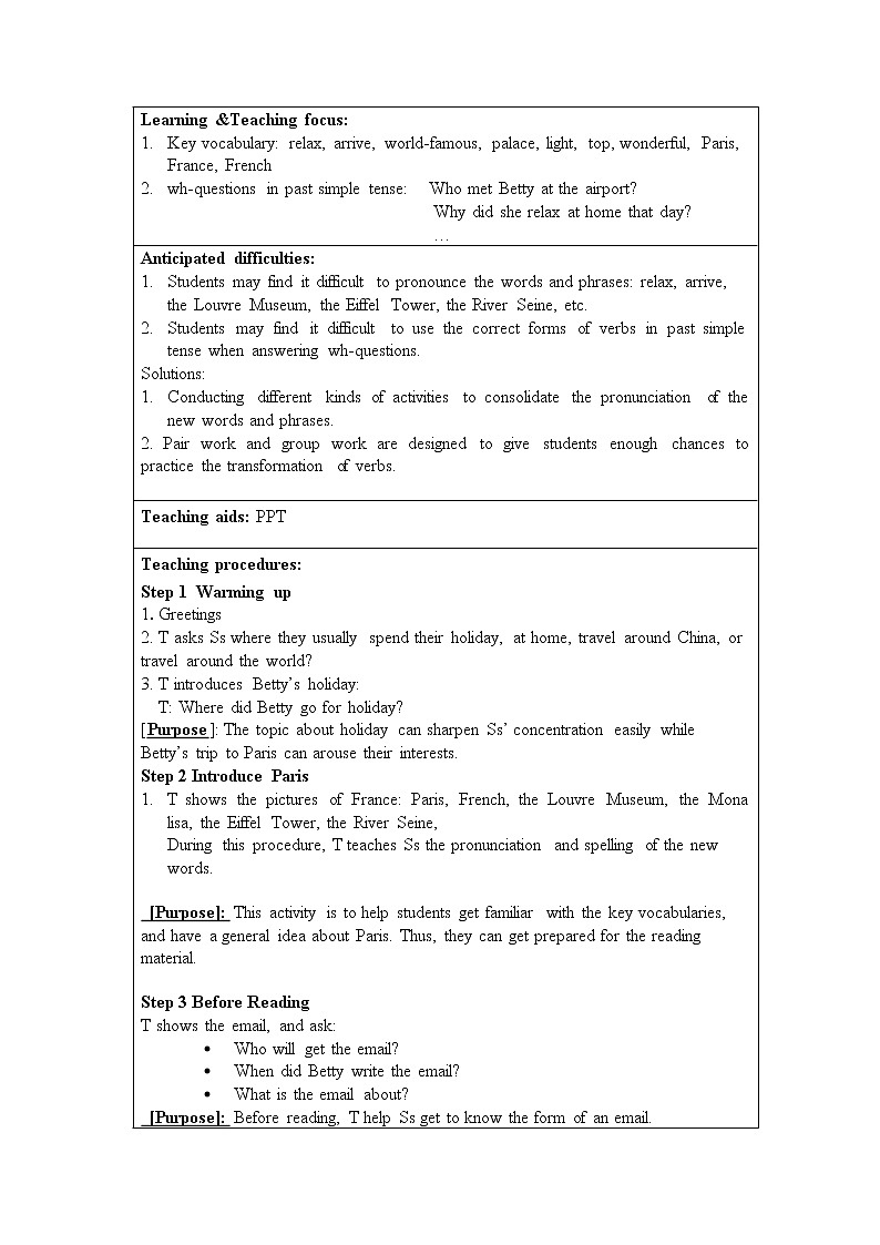 外研版英语七年级下册 Module 10 Unit 2 This morning we took a walk. 教案02
