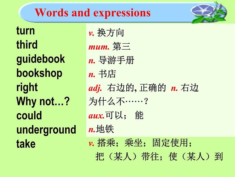 外研版英语七年级下册 Module 6 Unit 1 Could you tell me how to get to the National Stadium (2) 课件04