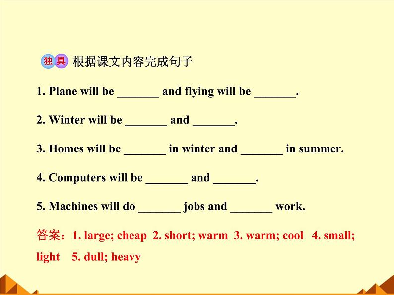 外研版英语七年级下册 Module 4  Unit 2Every family will have a small plane._ 课件第4页