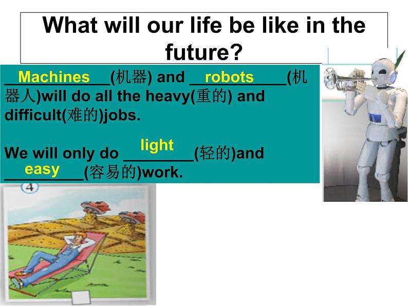 外研版英语七年级下册 Module 4  Unit 2 Every family will have a small plane(3) 课件第8页