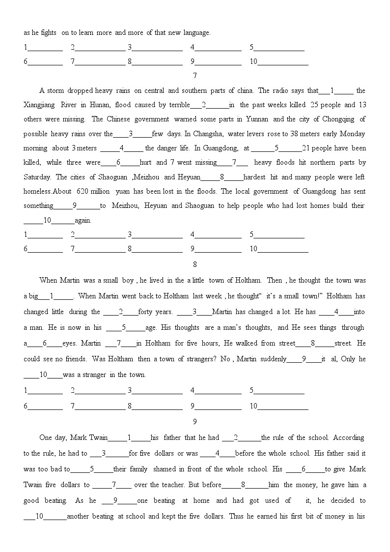2022年广东省中考英语短文填空题型专练30篇第3页
