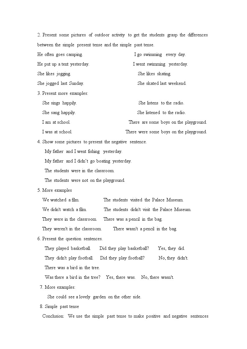 牛津译林版英语 七年级下册 Unit 6 Outdoor fun  Grammar Simple past tense  教案02