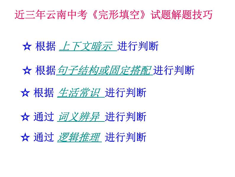 2022年中考英语完形填空解题技巧及例题解析课件04