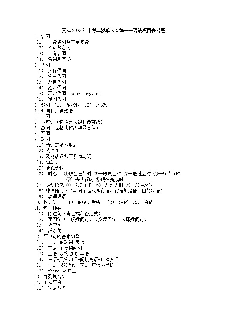 2022年天津中考单选百题专练第1页