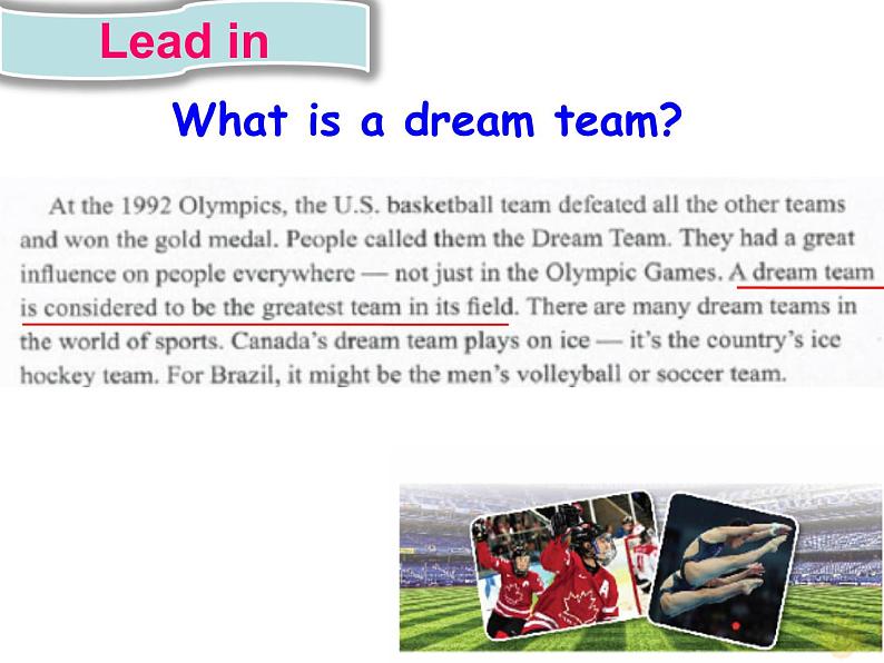 初中英语冀教版8B Lesson35 The Dream Team部优课件第3页