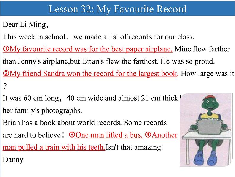 初中英语冀教版8B Lesson32 My Favourite Record (1)部优课件第4页