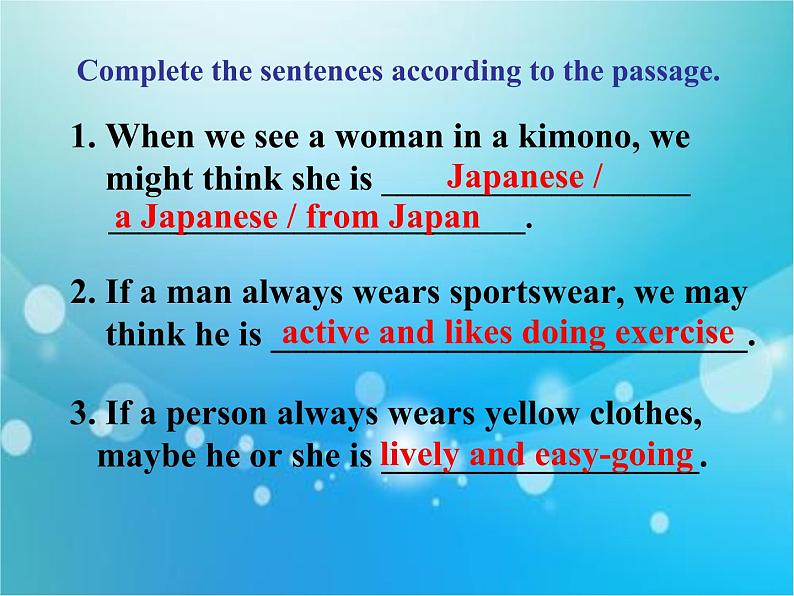 初中英语科普版（仁爱）8B Section D Unit8 our clothes Topic1 we will have a class fashion show Section D部优课件05