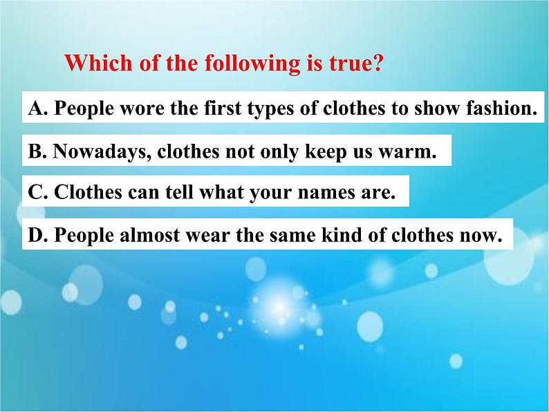 初中英语科普版（仁爱）8B Section D Unit8 our clothes Topic1 we will have a class fashion show Section D部优课件07