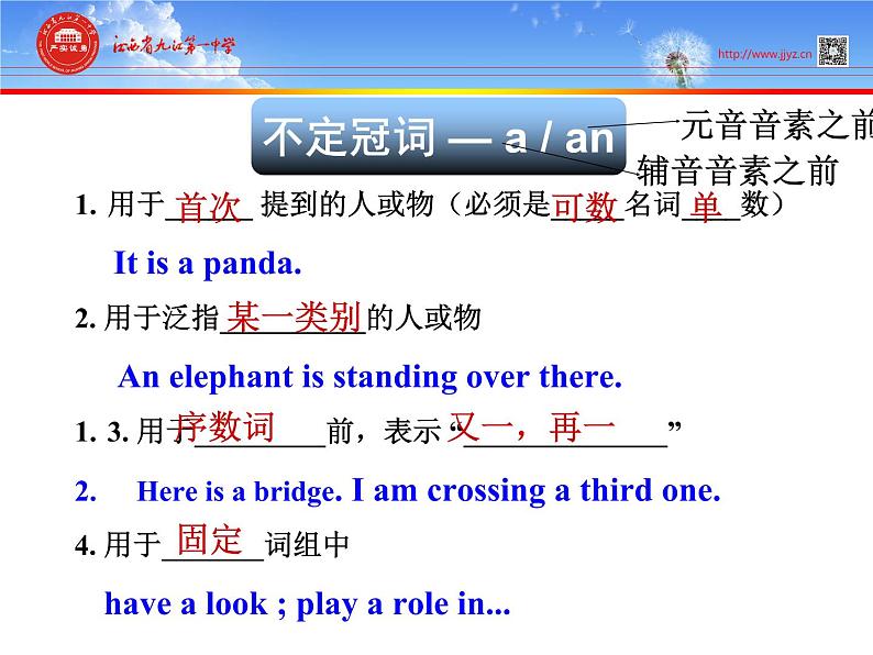 初中英语牛津译林版7B Grammar Using a, an and the & Prepositions of place U4 Finding your way语法课-冠词和方位介词部优课件第4页