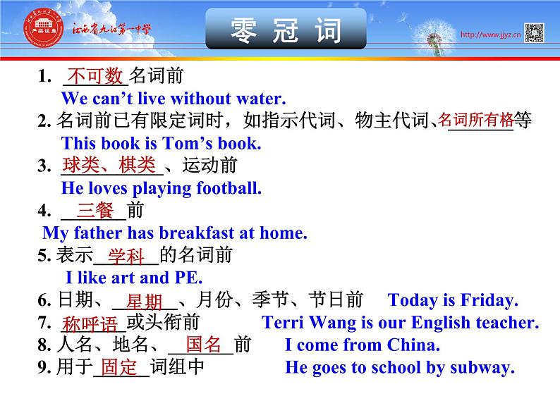 初中英语牛津译林版7B Grammar Using a, an and the & Prepositions of place U4 Finding your way语法课-冠词和方位介词部优课件第7页