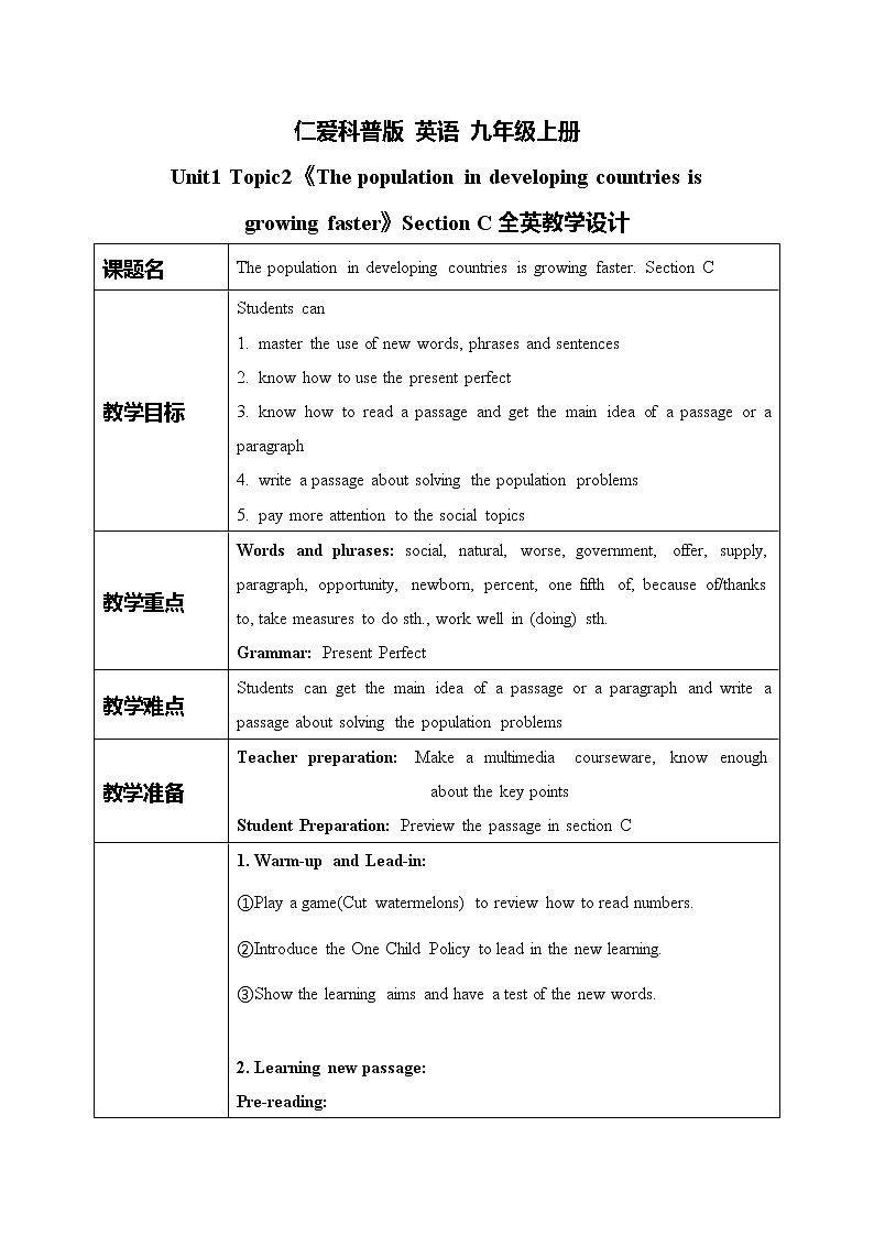 unit1《topic2 sectionC.》课件+教案01