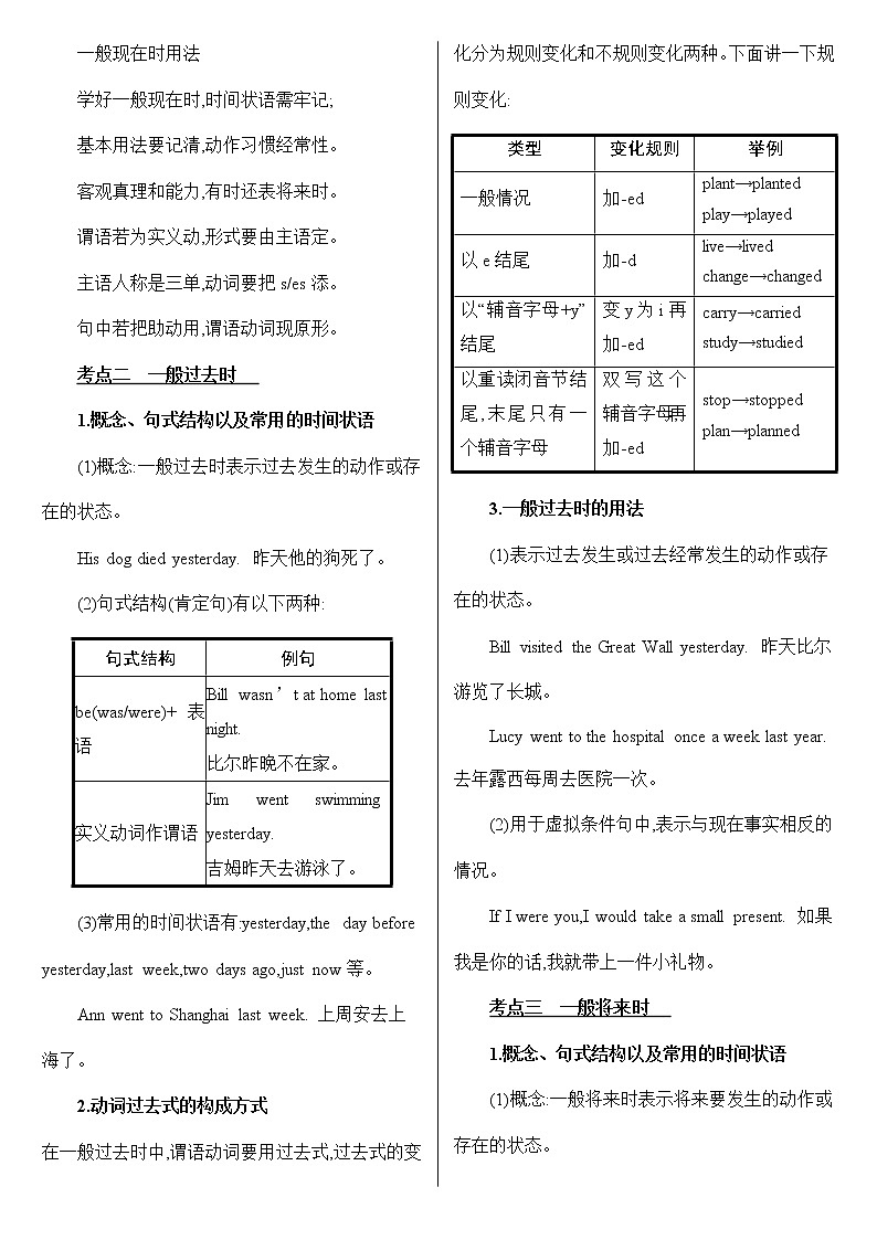 中考英语语法考点梳理手册06--八大时态（学练结合版）02