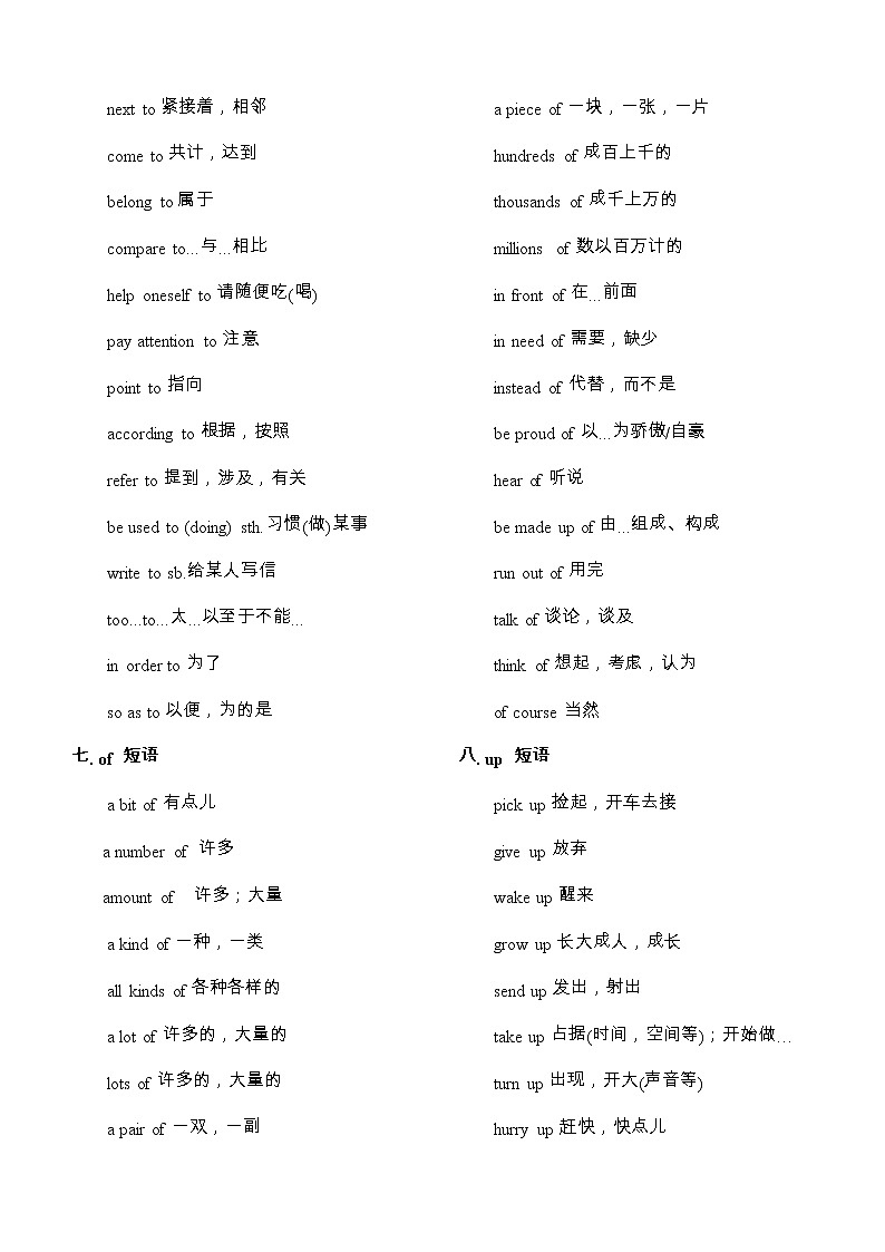 2022年中考英语二轮复习专题 - 介词动词短语及专项练习 (有答案)03