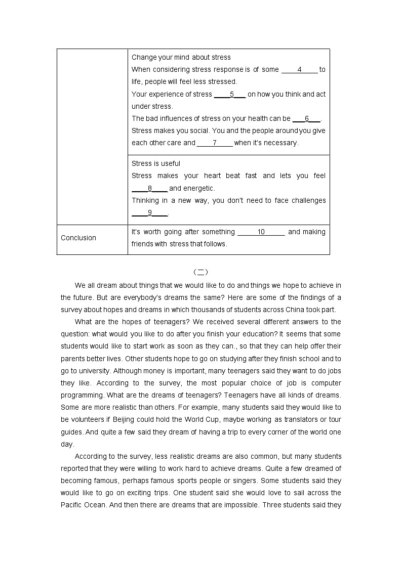 2022年牛津译林版中考英语模拟任务型阅读专项练习II02