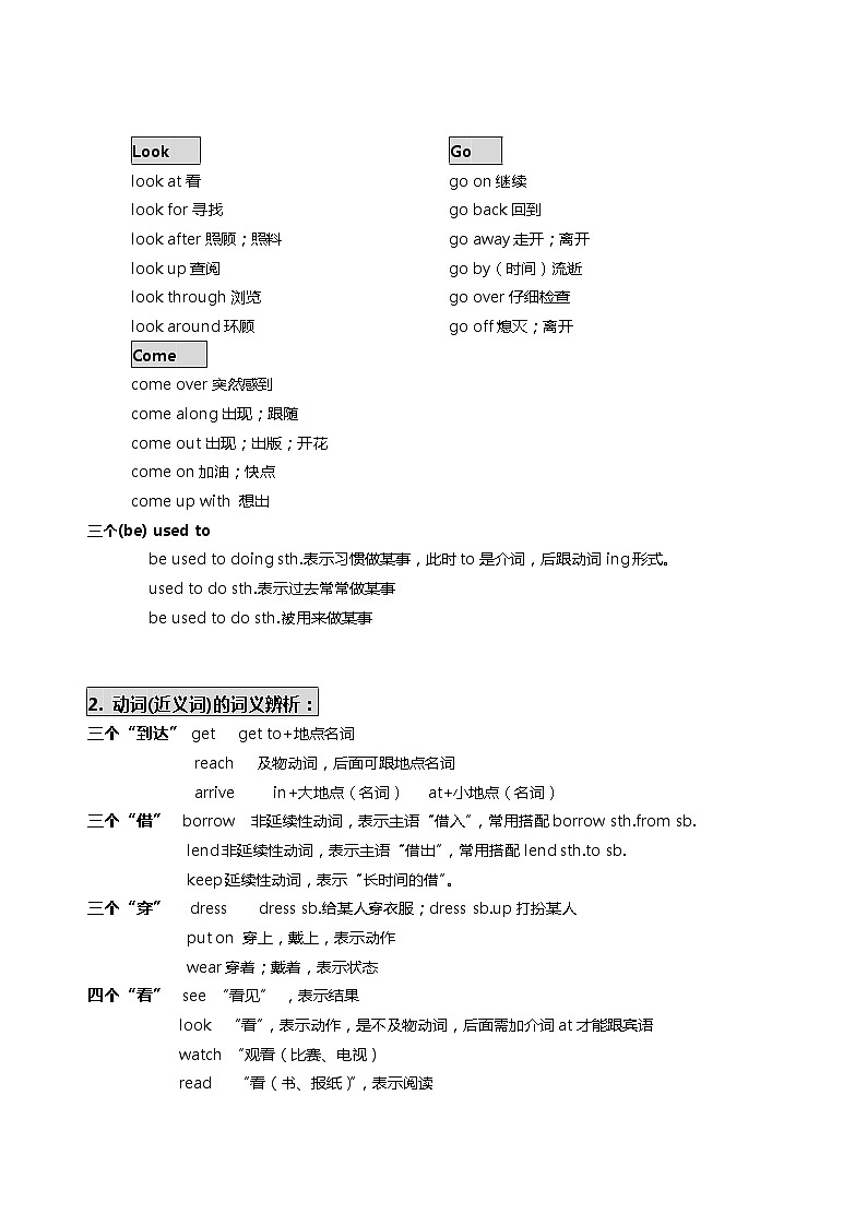 2022年春季九年级中考英语复习专题_动词和动词短语练习（有答案）第2页