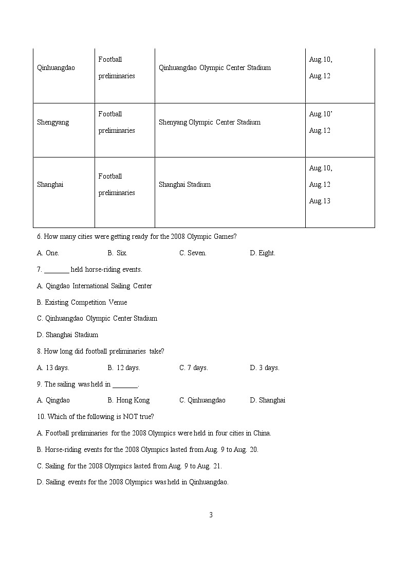 热点25 与奥运项目相关的故事(原卷版)-备战2022年中考英语考前时事热点话题阅读+题型专练(全国通用)第3页