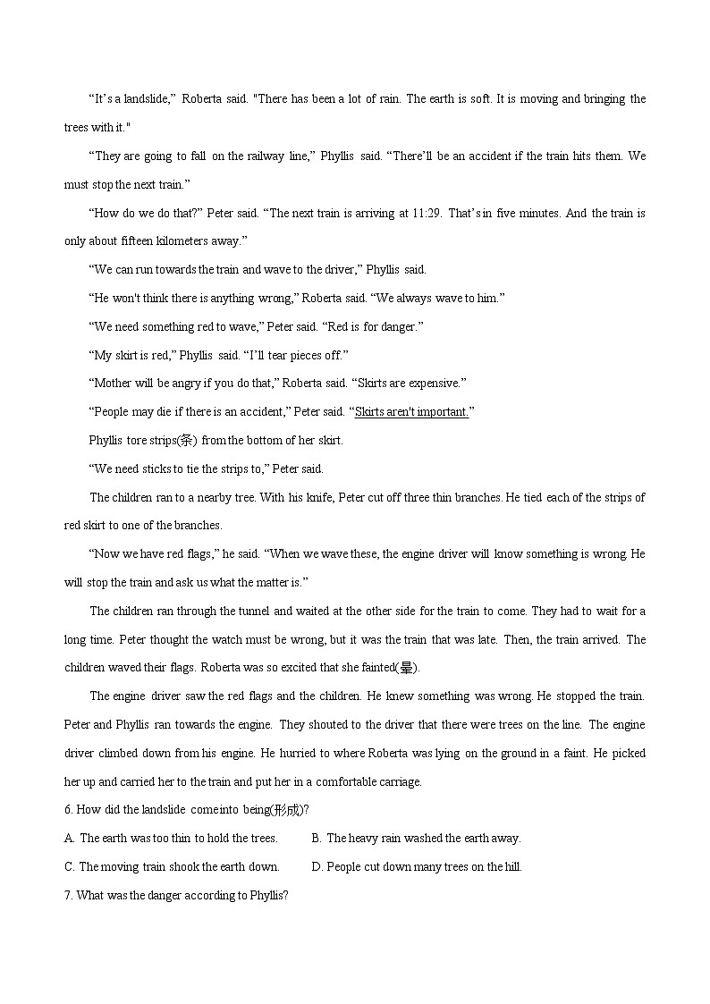 热点20 洪水及山体滑坡的危害(原卷版)-备战2022年中考英语考前时事热点话题阅读+题型专练(全国通用)第2页