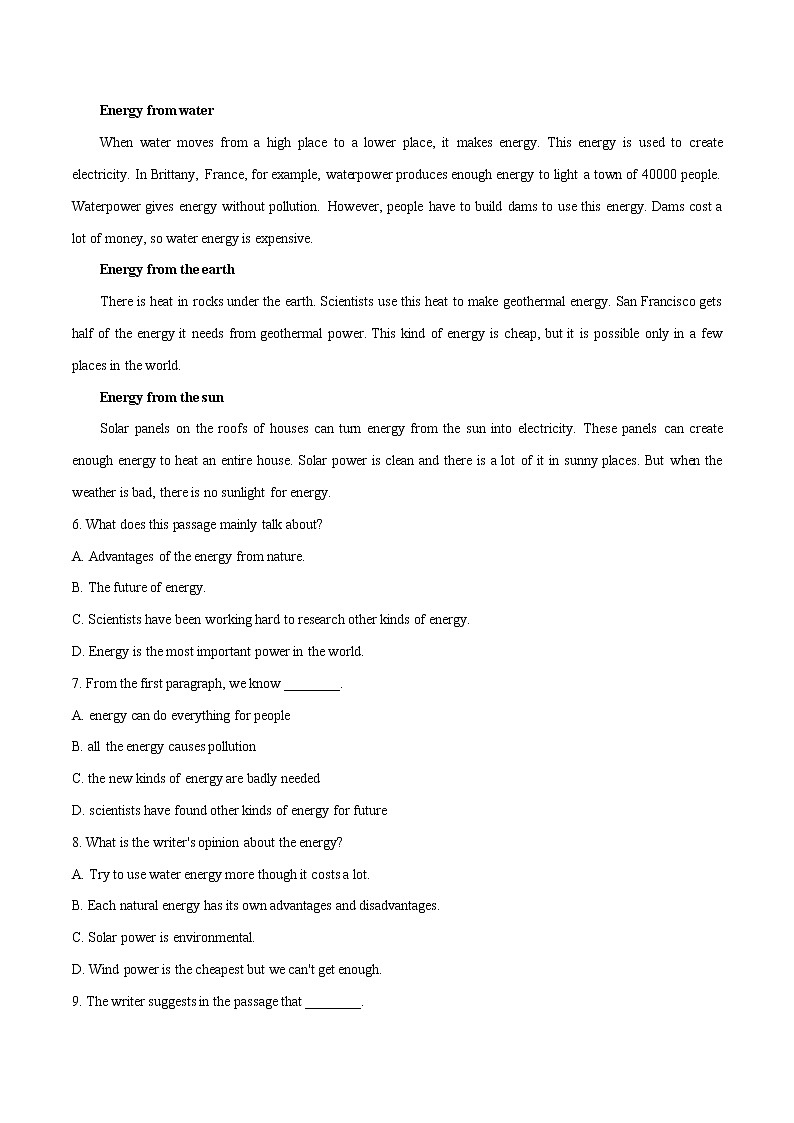 备战2022年中考英语考前时事热点话题阅读+题型专练(全国通用)   热点34 石油的利用及相关话题03