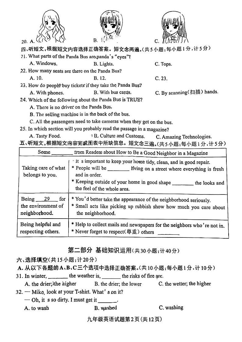 四川省龙泉驿区2021-2022学年九年级中考二诊英语试（无听力无答案）练习题第2页