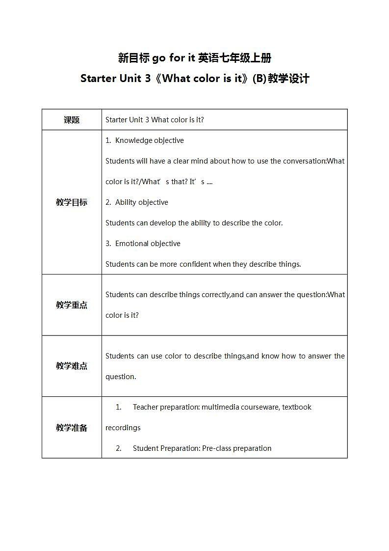 starter Unit 3 What color is it（B）课件+教案+素材01