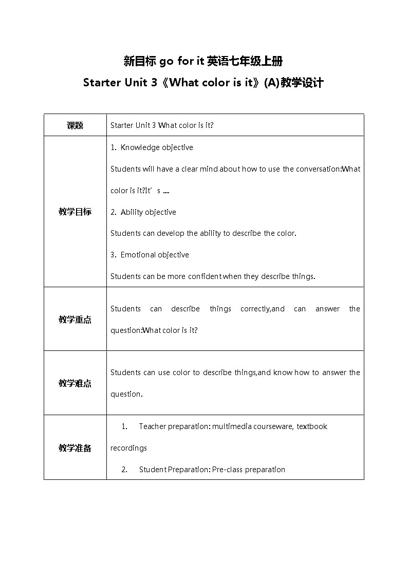 starter Unit 3 What color is it （A）课件+教案+素材01