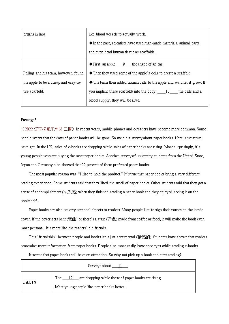备战2022年中考考前模拟实战---阅读填表专项（辽宁抚顺专用）（有答案）练习题第3页