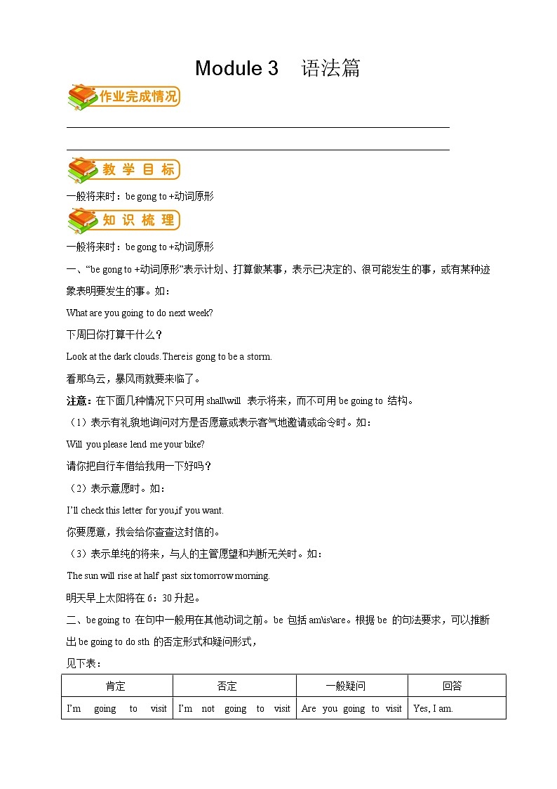 七年级下册外研版 第6讲：Module3 语法篇教案第1页