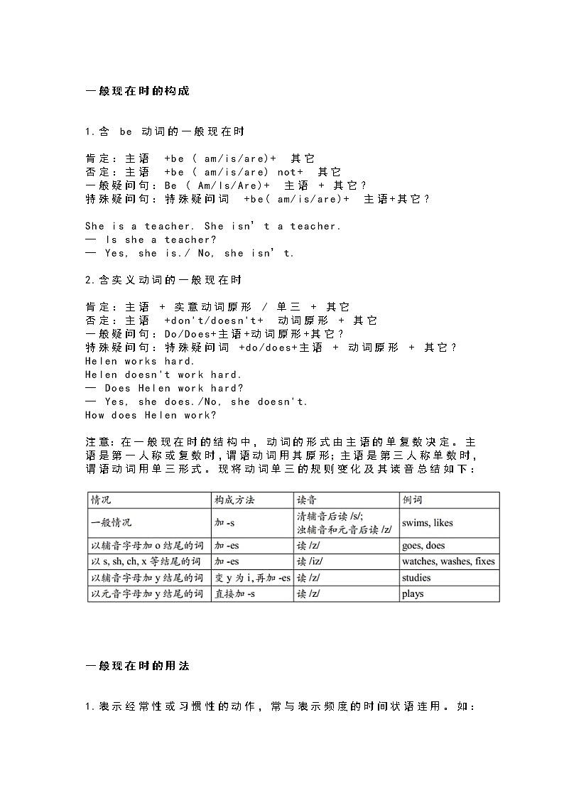 2022年备战初中必备语法——一般现在时+使用技巧方法第1页
