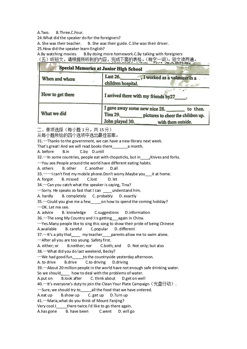 2022年广西贵港市港北区初中学业水平模拟考试英语试题（二）（无听力无答案）02