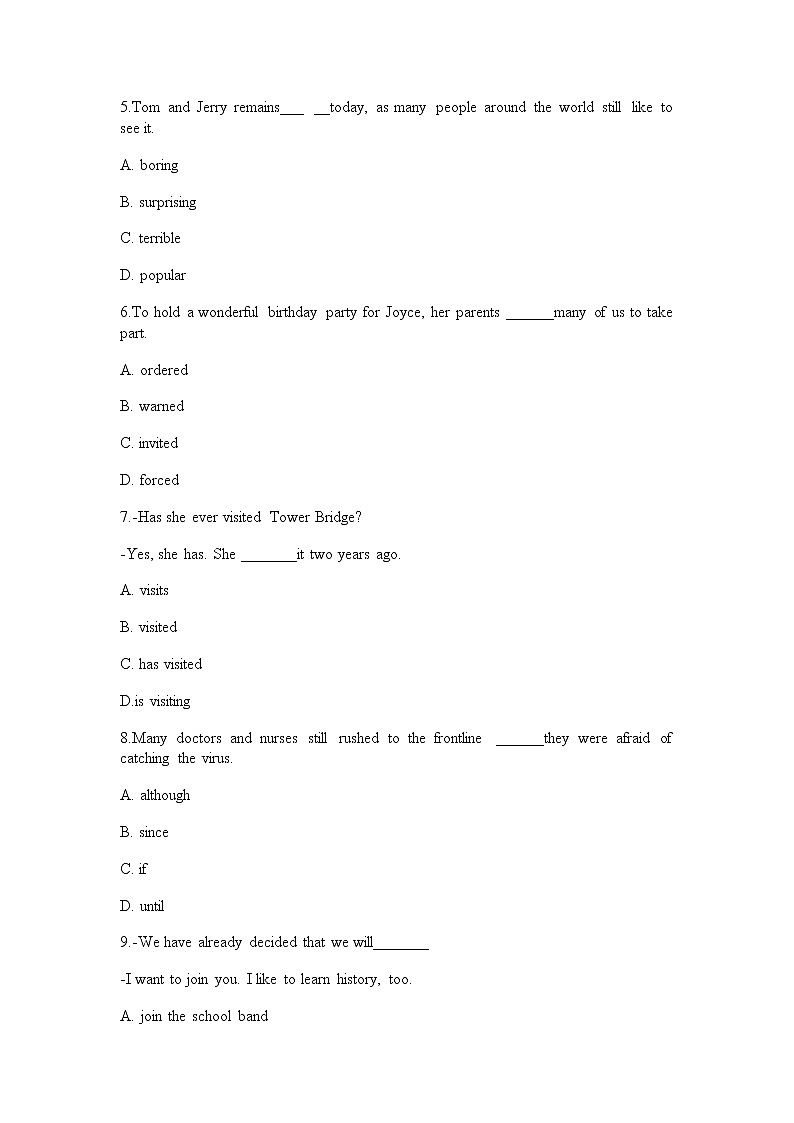 2022年辽宁省沈阳市中考英语考前热身模拟题（九）(word版含答案)02