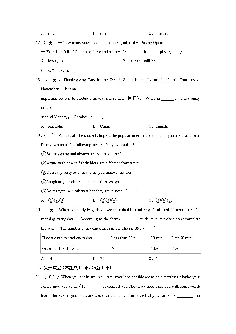 2022年黑龙江省哈尔滨市风华中学中考英语一模试卷03