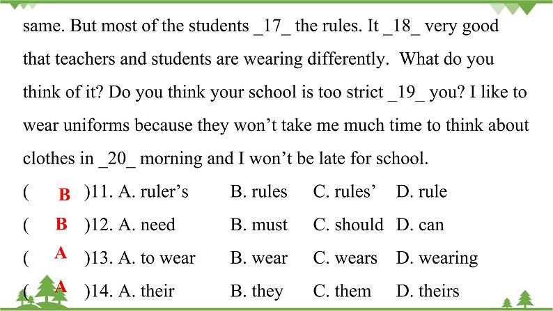 Unit 4 Don’t eat in class-Section B (3a-Self Check)习题课件(共15张PPT)第6页