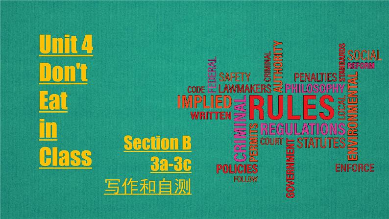 Unit 4 Don't eat in class.Section B 3a-3c 课件（共有PPT26张）01