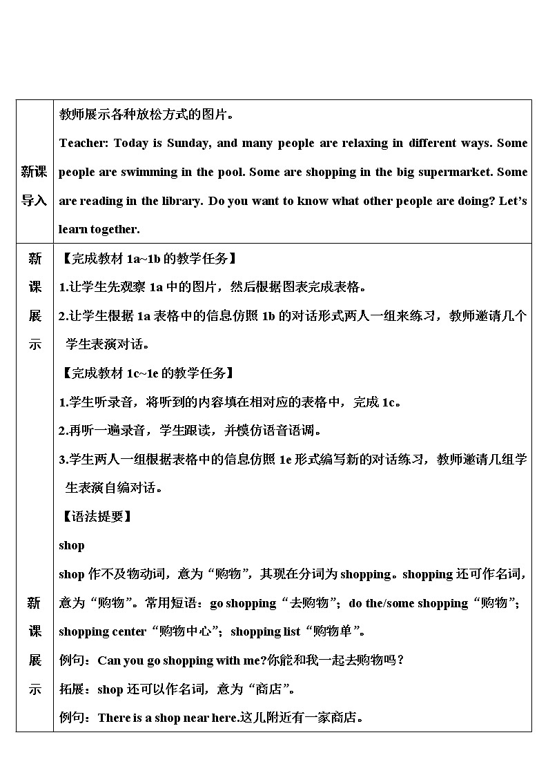 Unit 6 I 'm watching TV-Section B（1a_1e）2（表格式教案）第2页