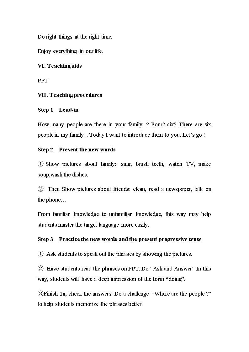 Unit 6 I'm watching TV. Section A 1a 2c教案03