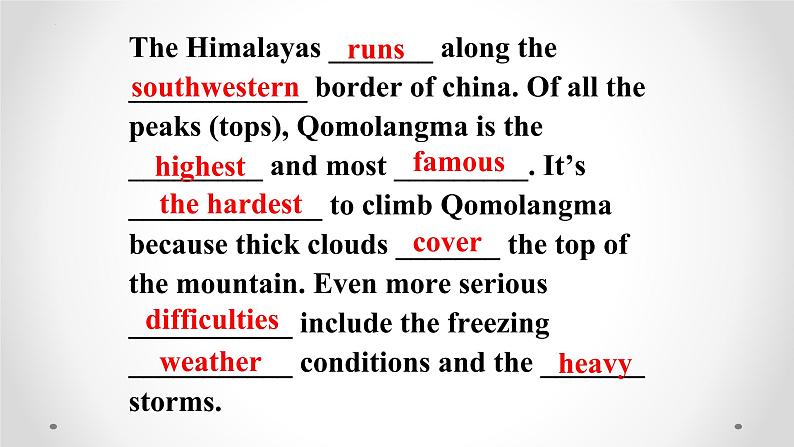 Unit 7 What's the highest mountain in the world_ Section A 3a-3c reading课件（共有PPT18张）08