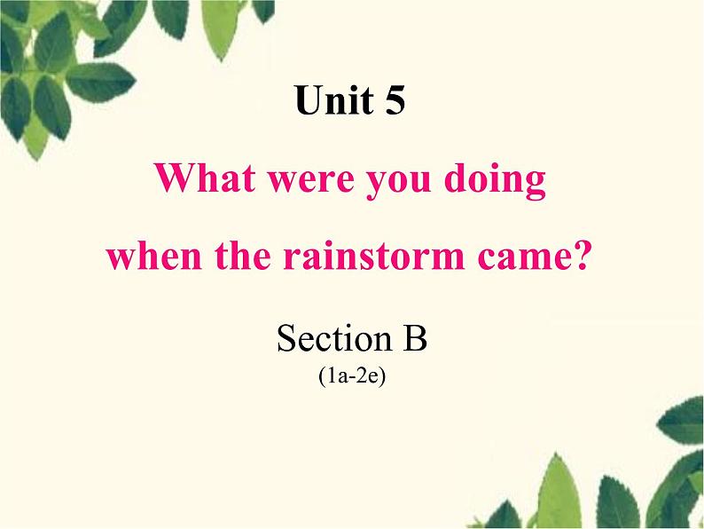 Unit 5 What were you doing when the rainstorm came_ Section B (1a-2d) 课件(共18张PPT，音频无法播放)01